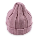 Gorro de punto minimalista rosa palo para niños con textura acanalada y doblado - Rosa