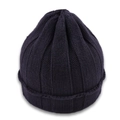 Gorro de punto acanalado azul marino para niños con lana cálida y diseño de dobladillo - gris oscuro
