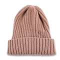 Classic ribbed knit beanie in dusty pink for winter warmth and comfort - Khaki