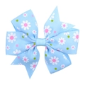 Light blue bow hair clip with daisy patterns for girls and children's party wear - Blue Daisy