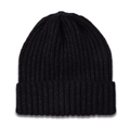Winter ribbed knit beanie in solid black for toddlers and kids, warm and stretchy cap - Black