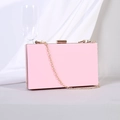Bolso de mano rígido de acrílico rosa con cadena de metal dorado sobre tela blanca - 18cm*5cm*11cm / Rosa