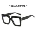 Classic thick black square frame eyeglasses with golden metal hinge accents for men and women - Glossy Black Frame