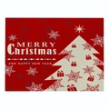 Red Christmas placemat with white tree and snowflake patterns in linen fabric - Cd035-4 / 32*21cm (Waterproof Polyester Linen)