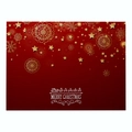 Deep red Christmas table mat featuring golden snowflakes and Merry Christmas reindeer design - Cd035-15 / 32*21cm (Waterproof Polyester Linen)