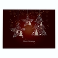 Christmas placemat in deep red linen with star and tree embroidery pattern - Cd035-13 / 32*21cm (Waterproof Polyester Linen)