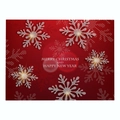 Red Christmas cotton linen placemat with white snowflakes and festive holiday greeting - Cd035-19 / 32*21cm (Waterproof Polyester Linen)