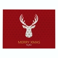 Christmas linen placemat with red base and golden snowflake reindeer head pattern - Cd035-29 / 32*21cm (Waterproof Polyester Linen)