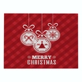 Red Christmas cotton linen placemat with white ornaments and 2020 Merry Christmas text - CD035-26 Red Christmas Balls / 32*42cm Waterproof Polyester Linen