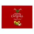 Red Christmas placemat with candy canes and gifts pattern in linen texture - Cd037-10 / 32*21cm (Waterproof Polyester Linen)