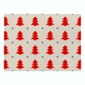 Linen placemat with red Christmas trees and blue star pattern on beige background - Cd037-40 / 32*21cm (Waterproof Polyester Linen)