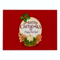Red cotton linen Christmas placemat with Merry Christmas text and gingerbread man - Cd037-11 / 32*21cm (Waterproof Polyester Linen)
