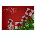 Red Christmas placemat with Merry Christmas text, gift boxes, and festive snowflake pattern - Cd037-28 / 32*21cm (Waterproof Polyester Linen)