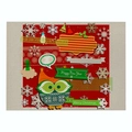 Christmas cotton linen placemat with red owl print and Merry Christmas text - Cd037-20 / 32*21cm (Waterproof Polyester Linen)