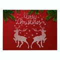 Red Christmas placemat with Merry Christmas text and white reindeer patterns - Cd037-25 / 32*21cm (Waterproof Polyester Linen)
