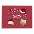 Red Christmas placemat with festive motifs and Merry Christmas text in cotton linen - Cd037-15 / 32*21cm (Waterproof Polyester Linen)