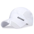 White quick-dry sports cap featuring breathable mesh panels and silver sports badge - Adjustable / White