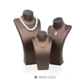 Three-piece matte gold neck mannequin jewelry stands displaying various elegant necklaces - Champagne Gold - Extra Small / 8.5*14cm