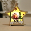 Leuchtender Weihnachtsstern aus Holz mit Weihnachtsmann-Motiv und warmem LED-Licht - Stern-Weihnachtsmann