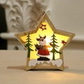 Sternförmiger leuchtender Holz-Weihnachtsanhänger mit Rentier-Design und Kordel - Stern-Rentier