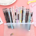 Unicorn cartoon stationery set with colorful gel pens in a transparent storage pouch - 10 Pens + Pencil Case / Text Series