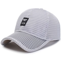 Breathable light grey mesh baseball cap with front patch embroidery and sun visor brim - Adjustable / Light Gray