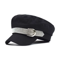 Cappello da marinaio nero da donna con finiture in strass scintillanti e fibbia in metallo - 56-80cm Regolabile / Nero