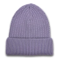 Lilac purple thick knit beanie hat for women featuring a cozy wide cuff design - Dark Gray