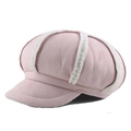 Berretto newsboy in pelle scamosciata rosa con bordo in pile sherpa bianco da donna - 58(cm) / Rosa
