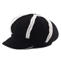 Cappello newsboy nero con bordo in lana d'agnello bianca e calda fodera invernale - 58(cm) / Nero