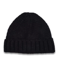 Classic black knitted beanie for children with ribbed cuff and warm elastic texture - Black