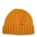 Solid ginger yellow knit beanie for kids with wide cuffed brim for warm winter wear - Yellow