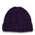 Deep purple ribbed knit beanie for babies with a warm folded cuff design - Purple