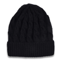 Gorro clásico de punto de ochos negro con dobladillo acanalado para abrigo invernal - Negro