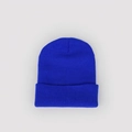 Dettaglio del berretto in maglia blu che mostra la trama a costine e il bordo risvoltato - M (56-58cm) / Blu Reale