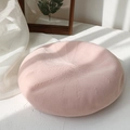 Sweet pink knitted beret hat featuring a soft breathable texture in candy color style - M (56-58cm) / Pink