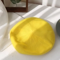 Chic yellow knitted beret hat for women with a breathable sweet candy color design - M (56-58cm) / Yellow