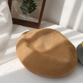 Fashionable candy-colored ginger yellow knitted beret hat for a vintage sweet style - M (56-58cm) / Camel
