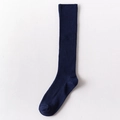 Navy blue ribbed knit calf-high socks for women in soft cotton blend fabric - One Size / Navy Blue