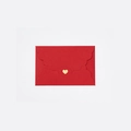 Mini red pearlescent envelope with wavy flap and gold heart sticker for cards - Red
