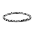 Elastic stretch bracelet featuring metallic dark grey cube beads with a glossy finish - Gun Black