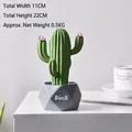 Cactus artificiale con fiori rosa in vaso geometrico grigio, altezza 22 cm - Verde Grande Colonna