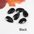 Polished black faceted teardrop crystal beads for jewelry making and DIY crafts - 13x22mm / Black