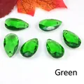 Faceted green waterdrop crystal glass beads for DIY jewelry and pendant making - 13x22mm / Green