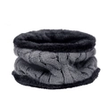Winter thermal knit neck warmer in dark grey and black with thick faux fur lining - Scarf-Adult / Gray