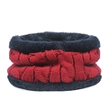 Winter knitted neck gaiter in red cable knit with thick navy faux fur lining - Scarf-Adult / Burgundy