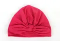 Rose red baby turban hat with a large bow detail in soft ribbed knit fabric - Rose Red