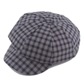 Retro black and white plaid newsboy cap with classic paneled design on white background - 58cm / Navy Blue Plaid