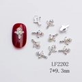 Silver alloy crown nail charm with colorful rhinestones in 7x9.3mm size - Radial Floral Crown Style (2202)