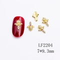 Gold cross scepter nail art charm with white pearl and colorful rhinestone 7x9.3mm - Golden Scepter Cross Style (2204)